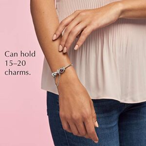 Pandora Moments Sterling Silver Ball Clasp Bangle for Women - Compatible Moments Charms - Bangle Charm Bracelet - Gift for Her - 6.7"