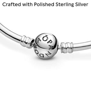 Pandora Moments Sterling Silver Ball Clasp Bangle for Women - Compatible Moments Charms - Bangle Charm Bracelet - Gift for Her - 6.7"