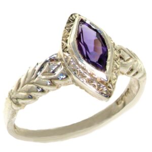 925 sterling silver real genuine amethyst womens band ring - size 7