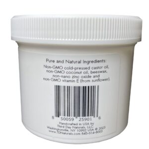 TD Naturals Zinc and Castor Oil Cream – Non-Nano and Non-Gmo Barrier Cream 4.5 oz