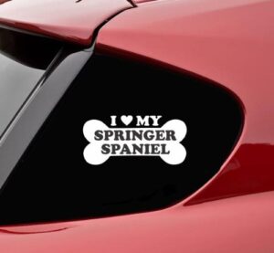 i love my springer spaniel dog pet paw bone vinyl decal bumper sticker