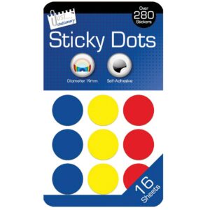 just stationerytallon coloured sticky dots- 19mm- 288pk 9310