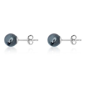 AVORA 925 Sterling Silver 6mm Hematite Ball Stud Earrings