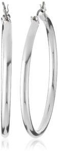 nine west women's classics silvertone large hoop earrings