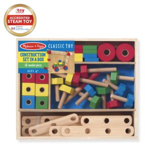 Melissa & Doug Wooden Construction Building Set in a Box (48 pcs)