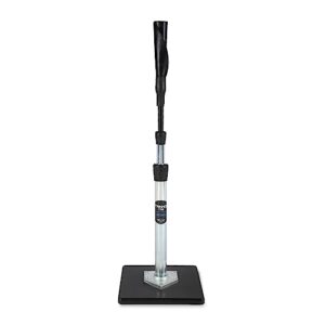 tanner tee the original professional - style baseball tee softball adult batting tee with durable composite base, hand-rolled flexible rubber ball rest, adjustable: 26" to 43", durable steel stem