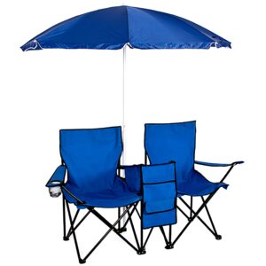 best choice products® picnic double folding chair w umbrella table cooler fold up beach camping chair