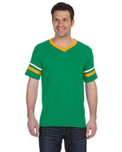 augusta sportswear men's medium sleeve stripe jersey, kelly/gold/white