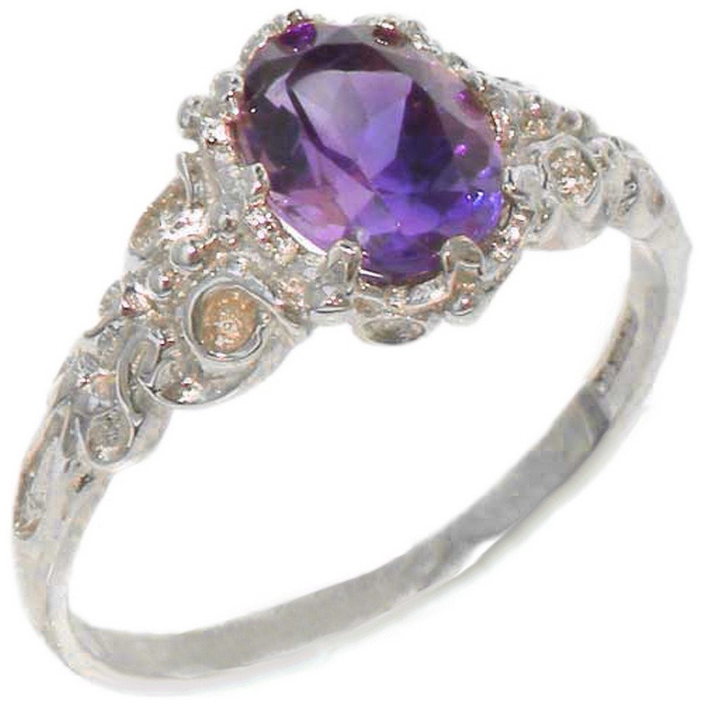 LetsBuyGold 925 Sterling Silver Natural Amethyst Womens Solitaire Ring - Size 4.75