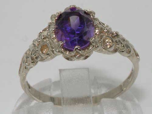 LetsBuyGold 925 Sterling Silver Real Genuine Amethyst Womens Solitaire Engagement Ring - Size 6