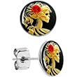 Body Candy Stainless Steel Red Rose Skeleton Stud Earrings