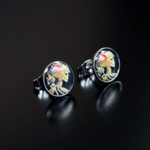 Body Candy Stainless Steel Red Rose Skeleton Stud Earrings