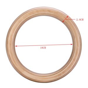 Yimidear Wood Olympic Rings, Gymnastic Rings with Buckle Straps, Wooden Fitness Gym Rings for Strength Training, Crossfit, Pull Ups and Dips (2.8CM)