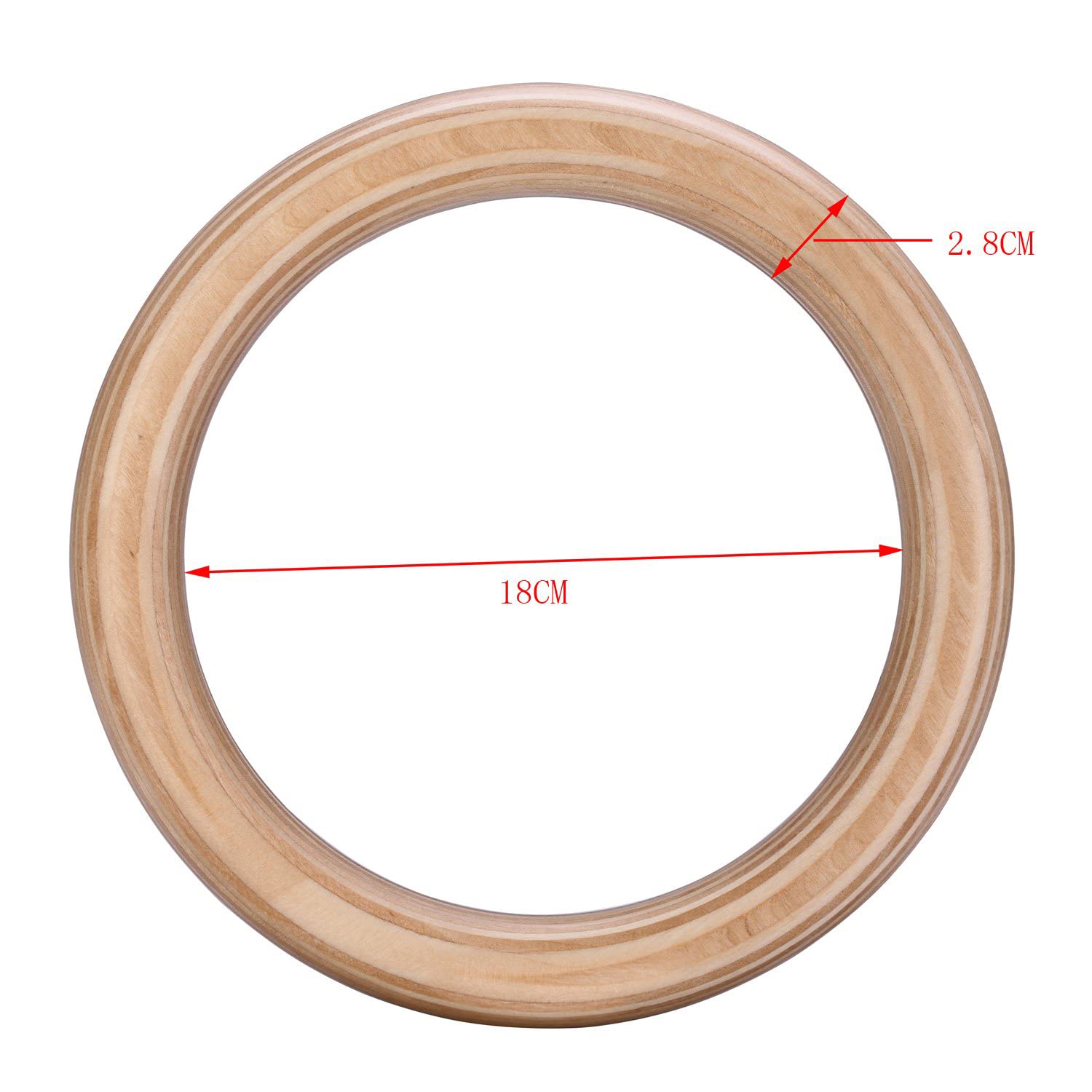 Yimidear Wood Olympic Rings, Gymnastic Rings with Buckle Straps, Wooden Fitness Gym Rings for Strength Training, Crossfit, Pull Ups and Dips (2.8CM)