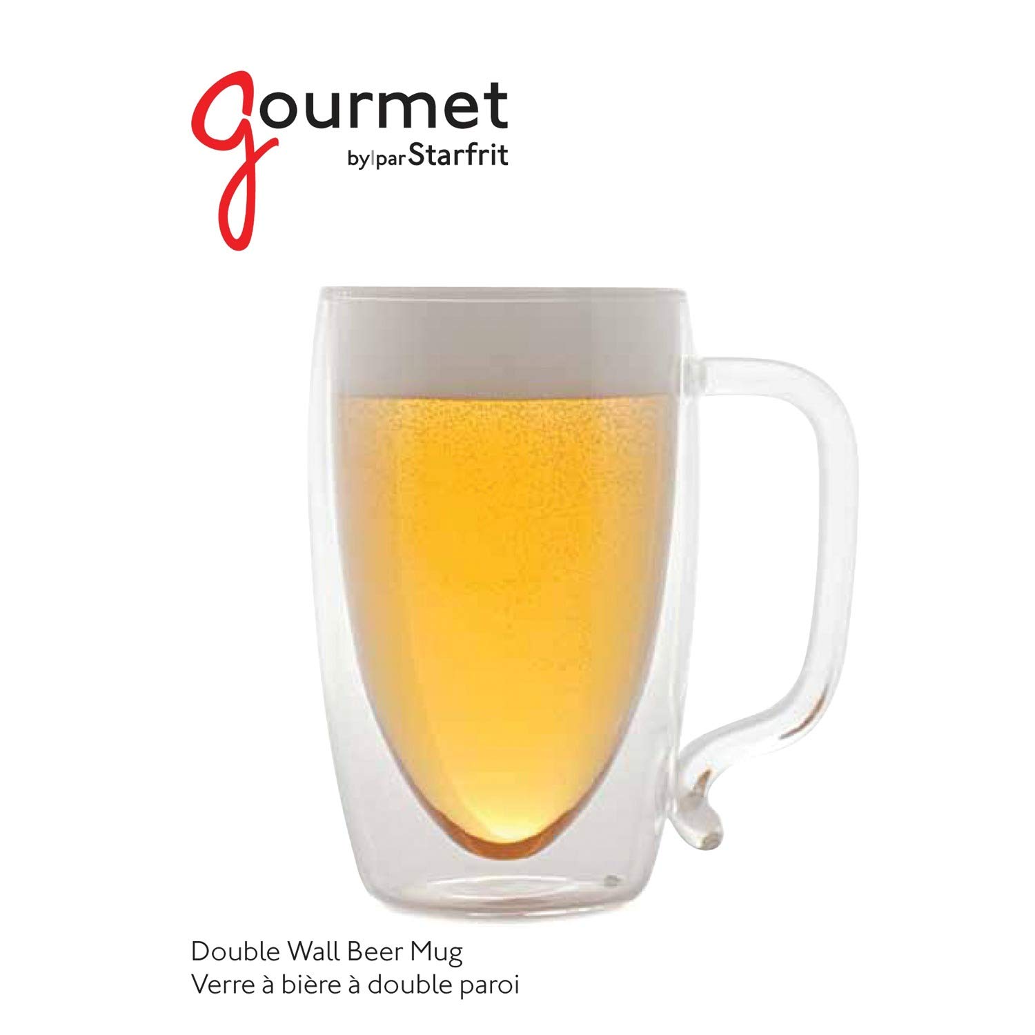 Starfrit 080061-006-0000 17-Ounce Double-Wall Beer Mug, Clear