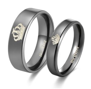 sunnyhouse jewelry his or hers matching set his queen her king titanium stainless steel couple ring in a gift box