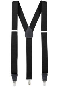 hold'em suspender for men made in usa y-back leather crosspatch clip on tuxedo suspenders-black (regular - 46")