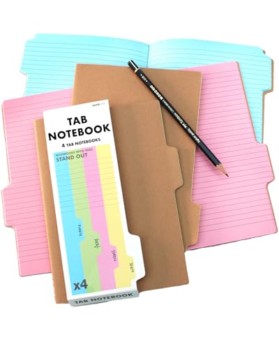 Suck UK | Tabbed Notebook | A5 Notebook Study Notebook | Project Note Pad & Project Planner Notebook | Work Journal | Colored Paper Notebook With Tabs | Divider Tab Notebook | Study Essentials | Kraft