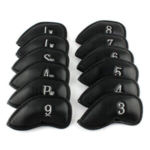 craftsman golf 12pcs thick synthetic leather golf left handed iron head covers set headcover fit all brands callaway, ping, taylormade, cobra, etc. for left handed