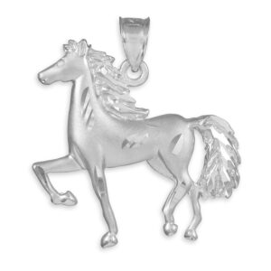 animal kingdom 925 sterling silver satin finish horse charm pendant