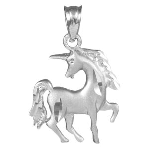 Animal Kingdom .925 Sterling Silver Satin Finish Unicorn Charm Pendant