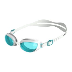 speedo women's iqfit aquapure swimming goggles one size white / blue