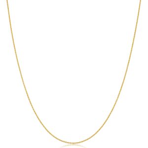 Kooljewelry 14k Yellow Gold 0.8 mm Flat Round Cable Chain Necklace (16 inch)