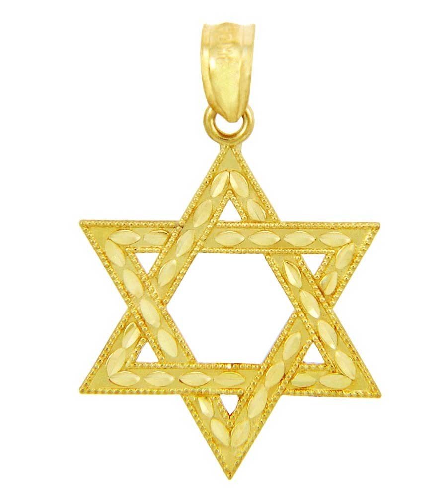 10k Gold Judaica Charm Jewish Star of David Pendant (Small)