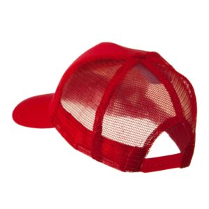 6 Panel Mesh American Flag White Patch Cap (One Size, Red)