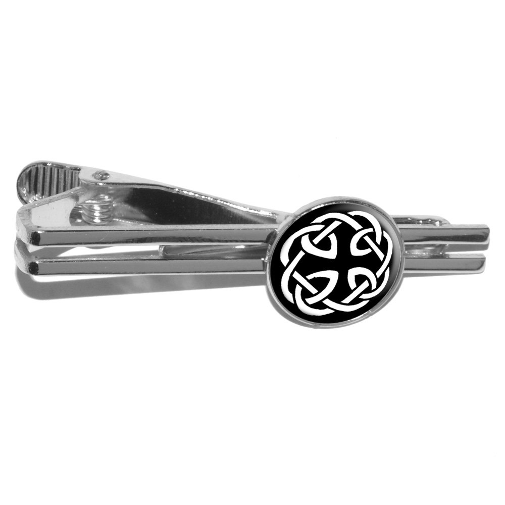 Celtic Knot Round Tie Bar Clip Clasp Tack - Silver