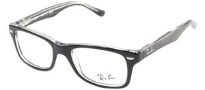 ray-ban junior kids' ry1531 square prescription eyeglass frames, black on transparent/demo lens, 48 mm