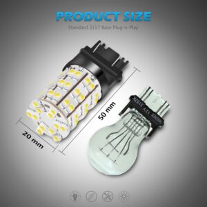 3157 3156 4114 Daytime Running Light Bulbs DRL Driving Light 60LED 3528-SMD 6000K Xenon White Ultra Bright Car Led Bulbs (Pack of 2)