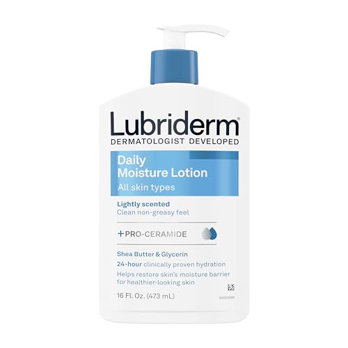 Lubriderm Daily Moisture Lotion + Pro-Ceramide with Shea Butter & Glycerin Helps Moisturize Dry Skin, Hydrating Face, Hand & Body Lotion is Lightly Scented & Non-Greasy, 16 fl. oz (Pack of 6)