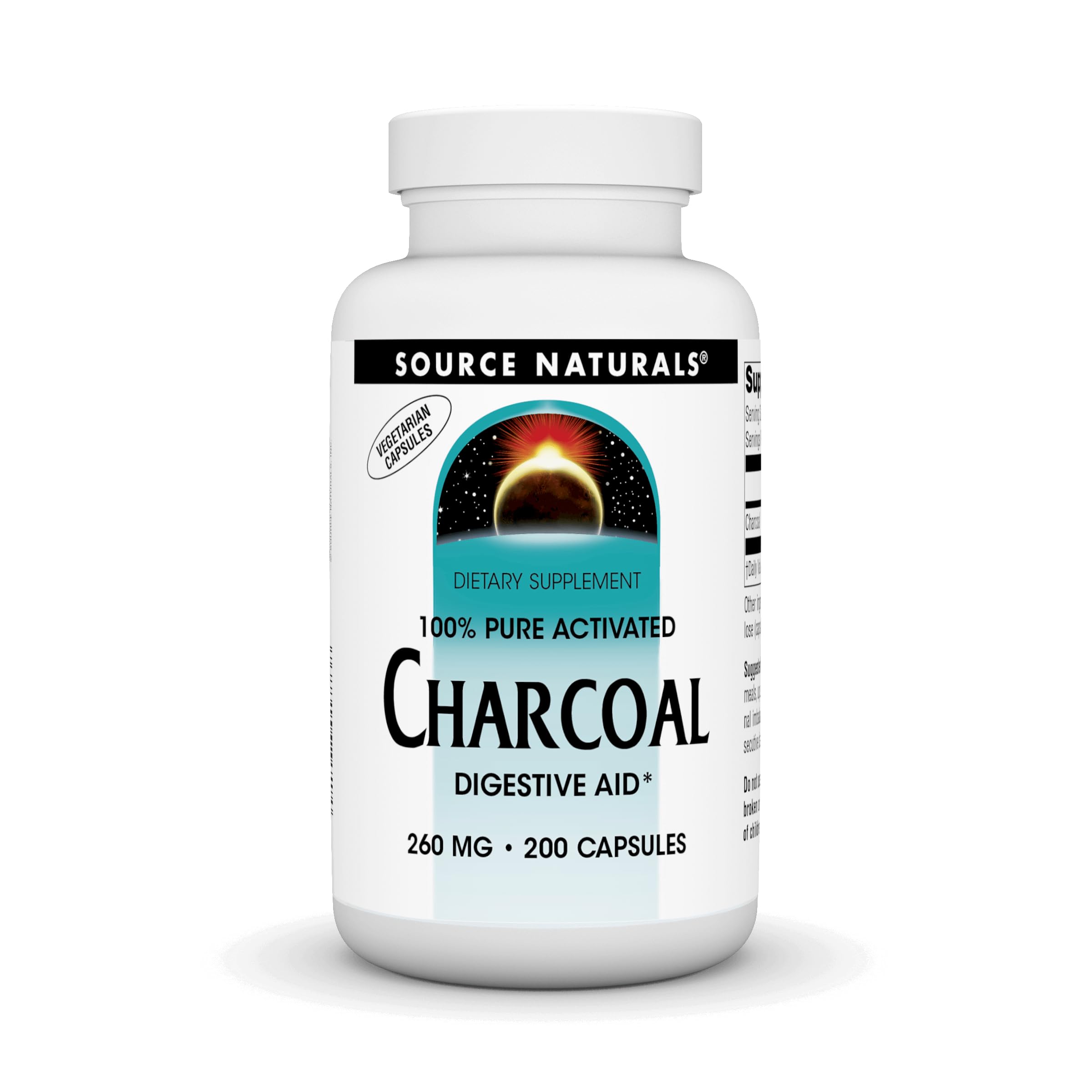 Source Naturals Charcoal - 100% Pure Activated, Digestive Aid* - 200 Capsules