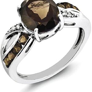 IceCarats 925 Sterling Silver Diamond Brown Smoky Quartz Ring Gemstone Band Size 10