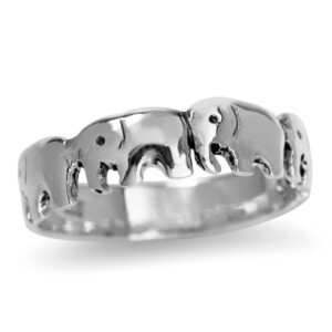 Silvershake Antique Finish 925 Sterling Silver Elephant Journey Ring Size 6.5