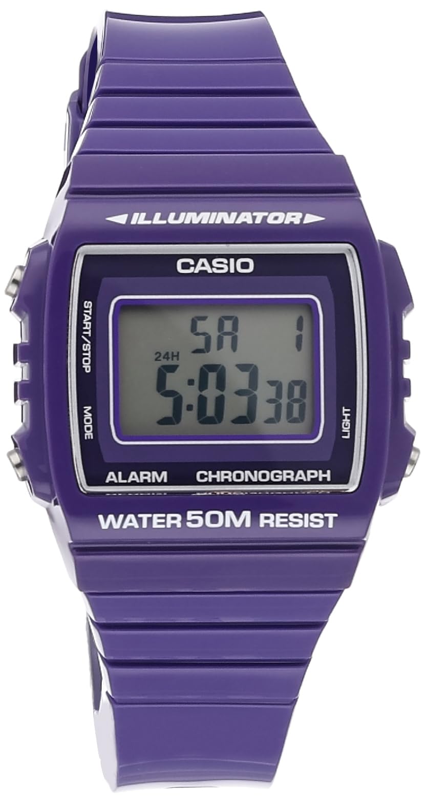 Casio W-215H-6 Men's Digital Quartz Watch with Resin Strap, Purple/Grey, Bracelet