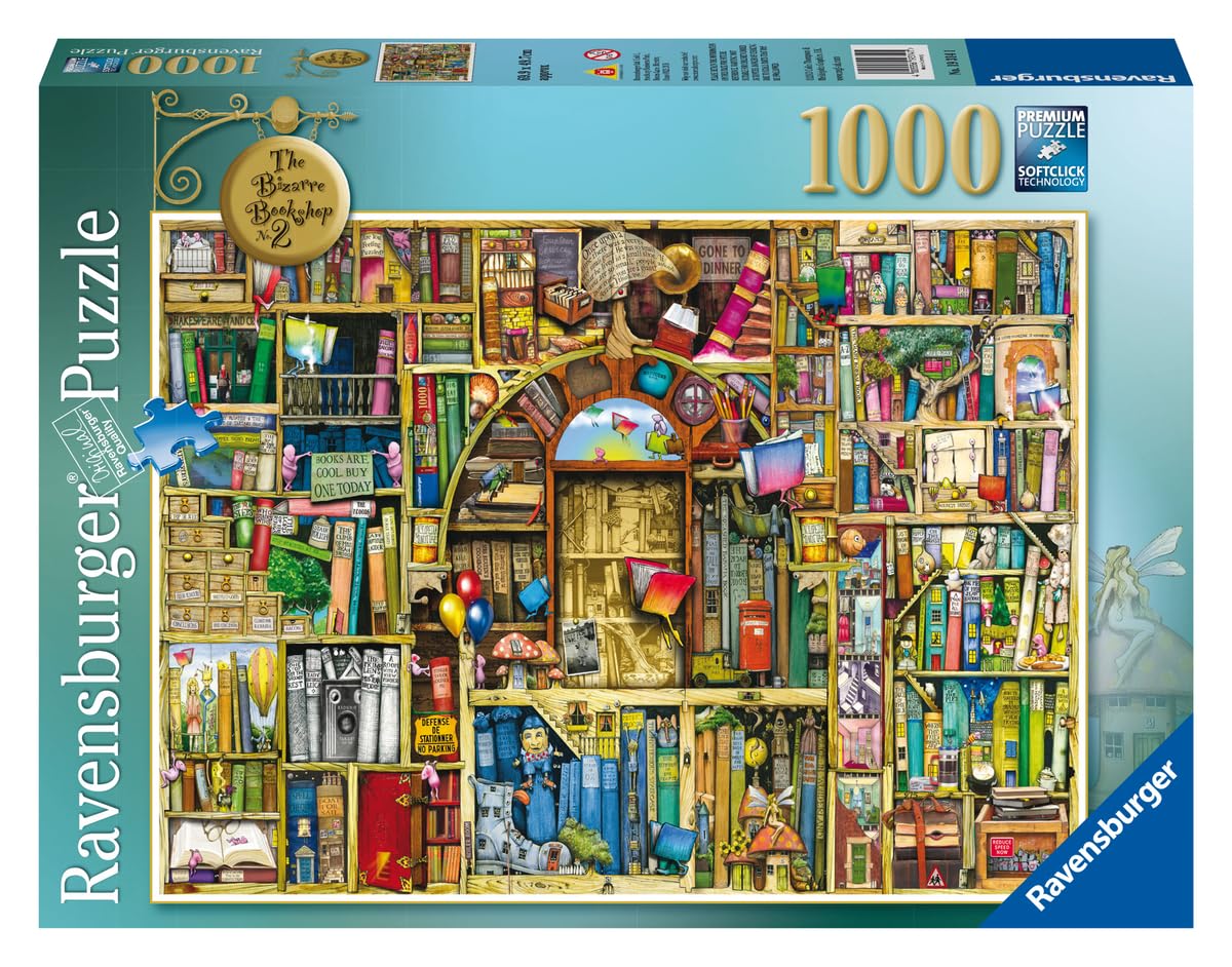 Ravensburger Bizarre Bookshop 2 - 1000 Piece Jigsaw Puzzle for Adults | Unique Piece Design | Softclick Technology for Perfect Fit | Ideal Gift for Puzzle Enthusiasts