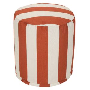 Majestic Home Goods Burnt Orange Vertical Stripe Indoor/Outdoor Bean Bag Ottoman Pouf 16" L x 16" W x 17" H