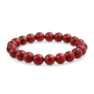 Bling Jewelry Simple Plain Stacking Round Coral Red Stone Ball Bead Stackable Strand Stretch Bracelet For Women Teen For Men 8MM