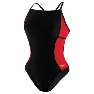 speedo sprint splice powerplus thin strap female black/true red 30