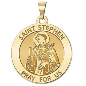 PicturesOnGold.com Saint Stephen Religious Medal - 2/3 Inch Size of Dime, Sterling Silver