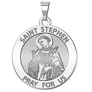 picturesongold.com saint stephen religious medal - 2/3 inch size of dime, sterling silver