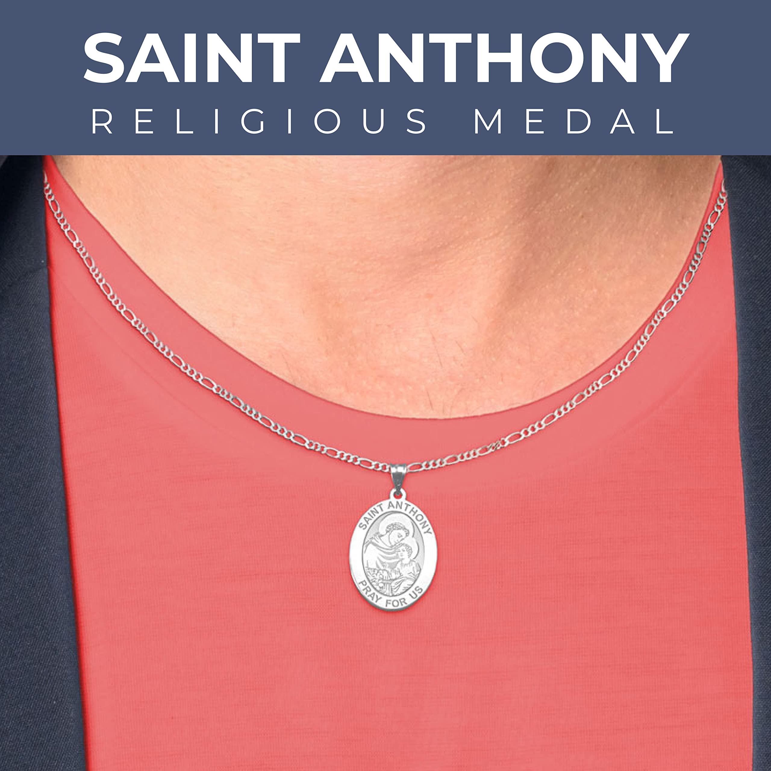 PicturesOnGold.com Saint Anthony Religious Medal - 2/3 X 3/4 Inch Size of Nickel, Sterling Silver