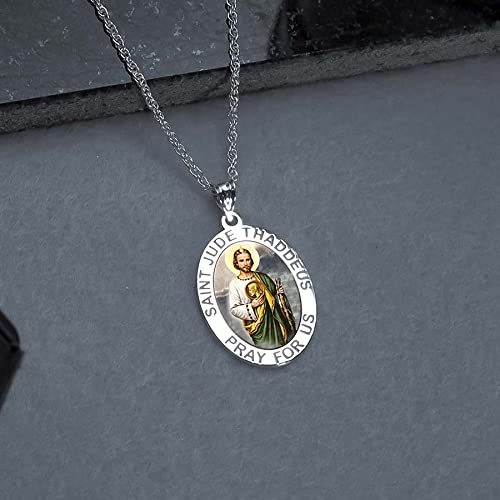 PicturesOnGold.com Saint Jude Religious Medal Color - 2/3 X 3/4 Inch Size of Nickel, Sterling Silver