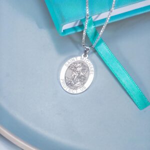 PicturesOnGold.com Saint Michael OVAL Religious Medal - 2/3 X 3/4 Inch Size of Nickel, Sterling Silver