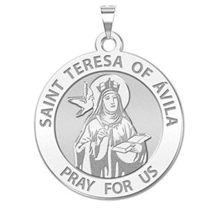 picturesongold.com saint teresa of avila - 1 inch size of a quarter -sterling silver