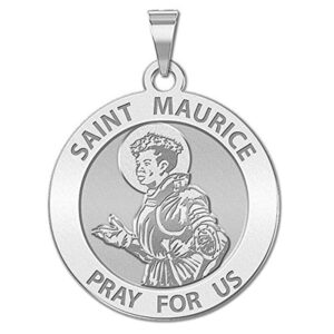 PicturesOnGold.com Saint Maurice Religious Medal - 2/3 Inch Size of Dime, Sterling Silver