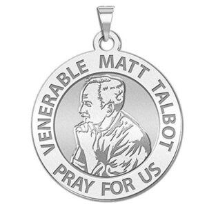 picturesongold.com venerable matt talbot - 3/4 inch size of a nickel in sterling silver