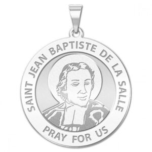 PicturesOnGold.com Saint Jean-Baptiste De La Salle Religious Medal - 2/3 Inch Size of Dime, Sterling Silver